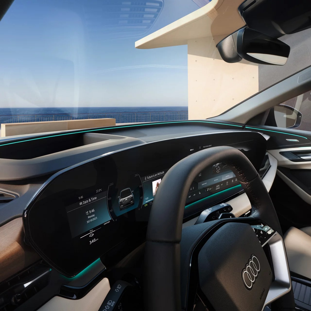 Thiết kế ánh sáng nội thất thông minh trên Audi Q6 e-tron